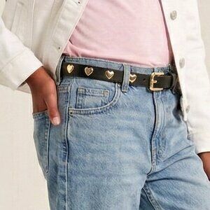Kids J.Crew Crewcuts Girls Heart-Stud Belt in Leather – Size L – NWT